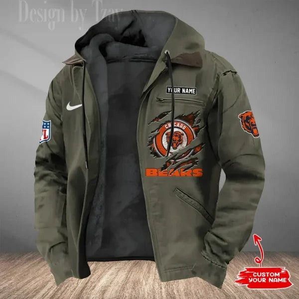 Chicago Bears Men's Casual Padded Jacket Hooded Trending 2026 SPTPJH167