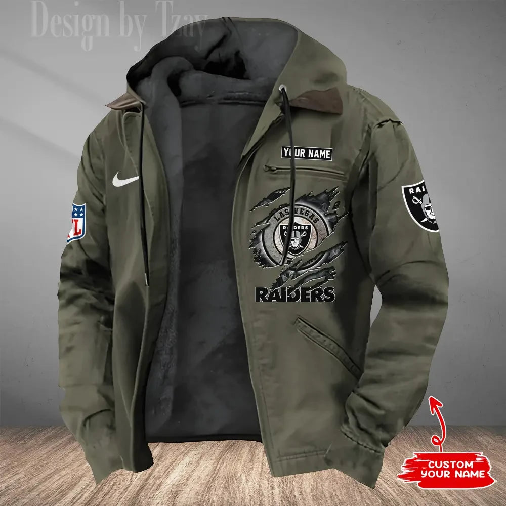Las Vegas Raiders Men's Casual Padded Jacket Hooded Trending 2026 SPTPJH178