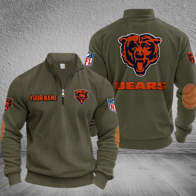 Chicago Bears DMSH0274 Stand Collar Half-zip Sweatshirt Multicolor