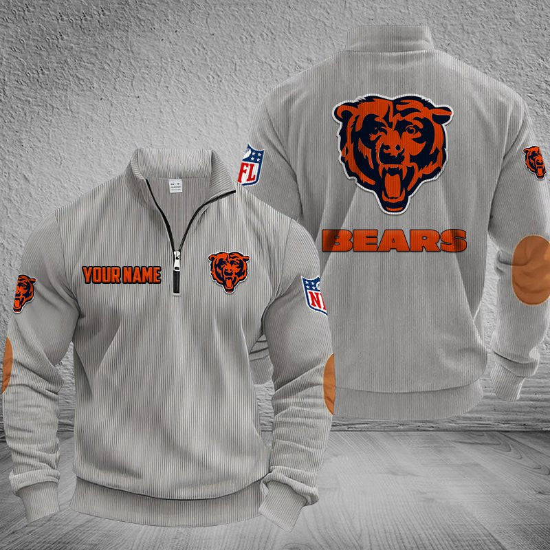 Chicago Bears DMSH0274 Stand Collar Half-zip Sweatshirt Multicolor