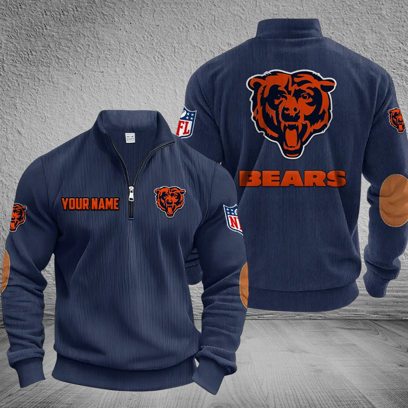 Chicago Bears DMSH0274 Stand Collar Half-zip Sweatshirt Multicolor