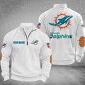 Miami Dolphins DMSH0288 Stand Collar Half-zip Sweatshirt Multicolor