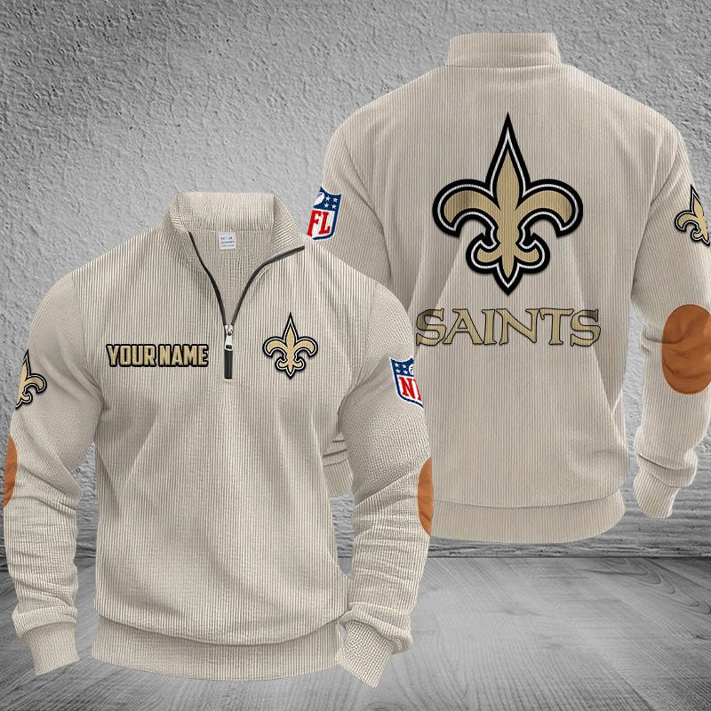 New Orleans Saints DMSH0291 Stand Collar Half-zip Sweatshirt Multicolor