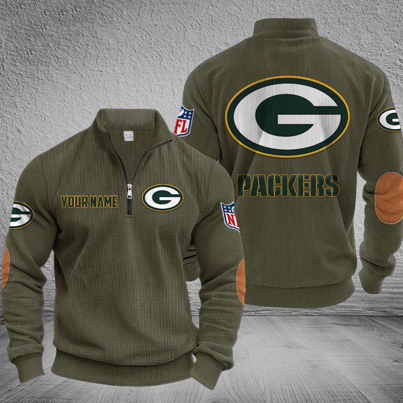 Green Bay Packers DMSH0280 Stand Collar Half-zip Sweatshirt Multicolor