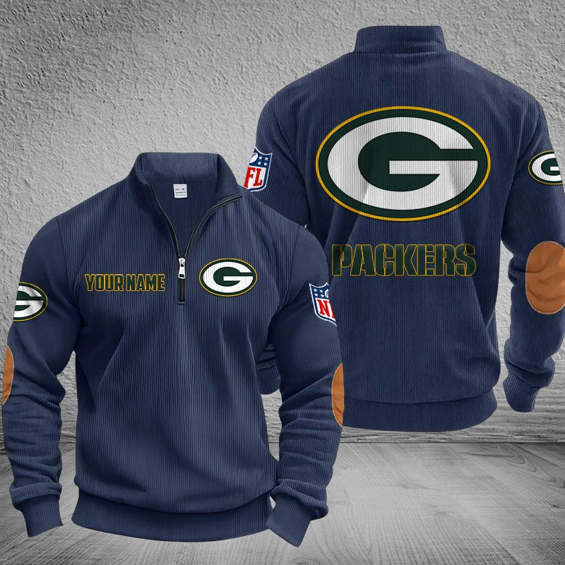 Green Bay Packers DMSH0280 Stand Collar Half-zip Sweatshirt Multicolor