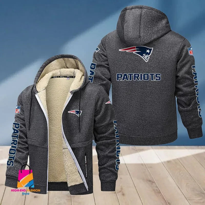 New England Patriots Multicolor Premium Thick Zip-Up Hoodie ANZTZH022
