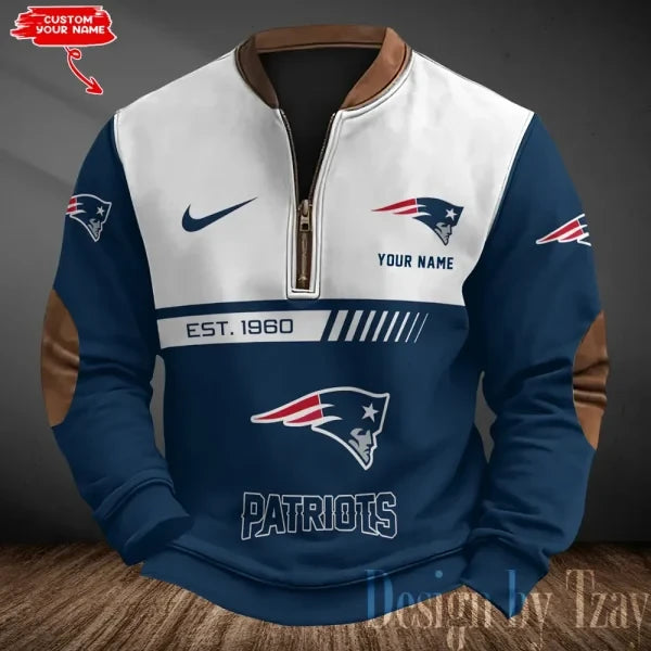 New England Patriots Men's Vintage Zipper Stand Collar Sweatshirt S9MPZNS323