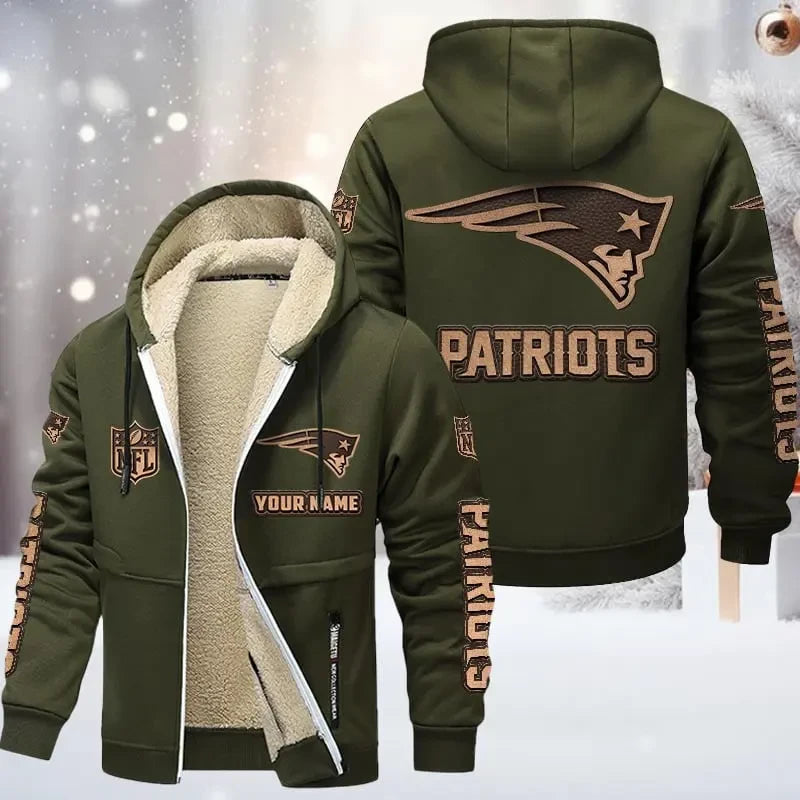 New England Patriots DMTZ0859 Premium Sherpa-Lined Winter Hoodie – Personalized Edition