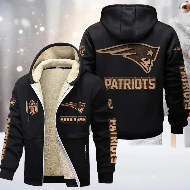 New England Patriots DMTZ0859 Premium Sherpa-Lined Winter Hoodie – Personalized Edition
