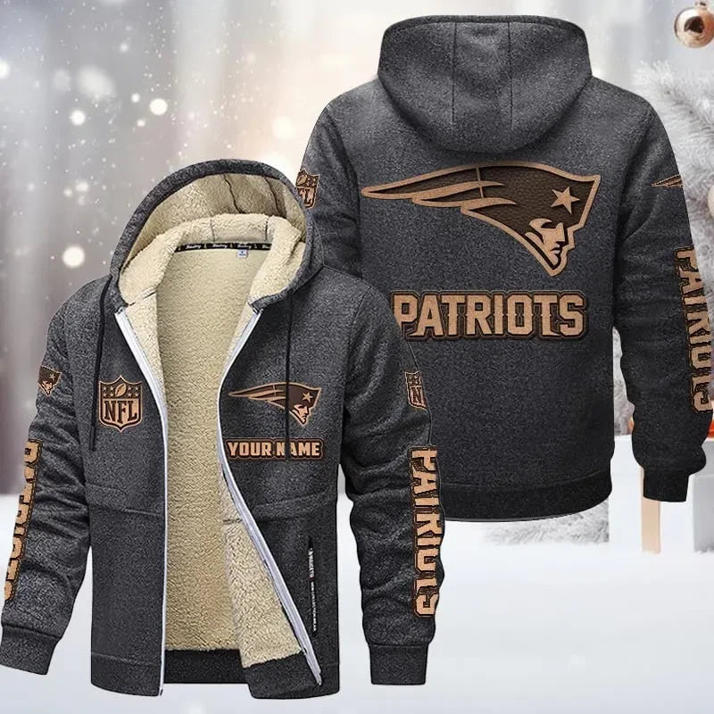 New England Patriots DMTZ0859 Premium Sherpa-Lined Winter Hoodie – Personalized Edition