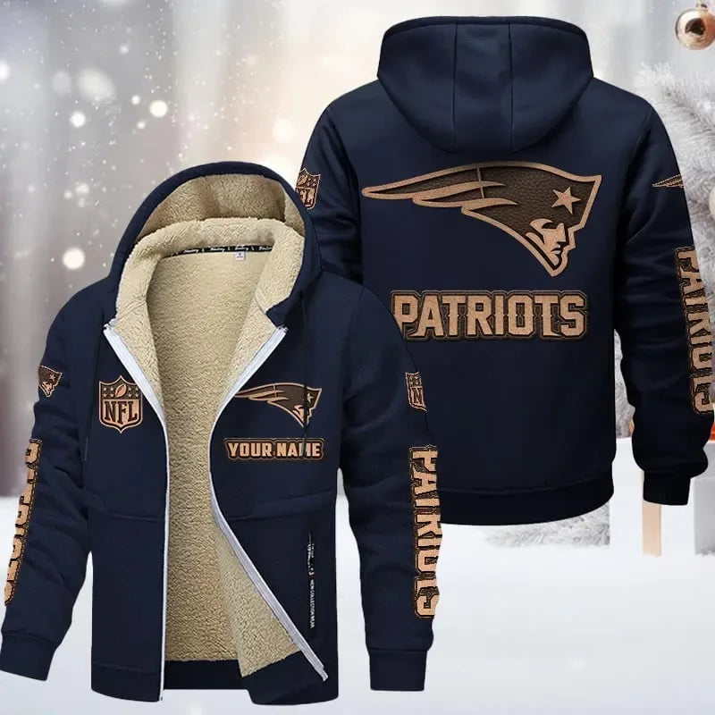 New England Patriots DMTZ0859 Premium Sherpa-Lined Winter Hoodie – Personalized Edition