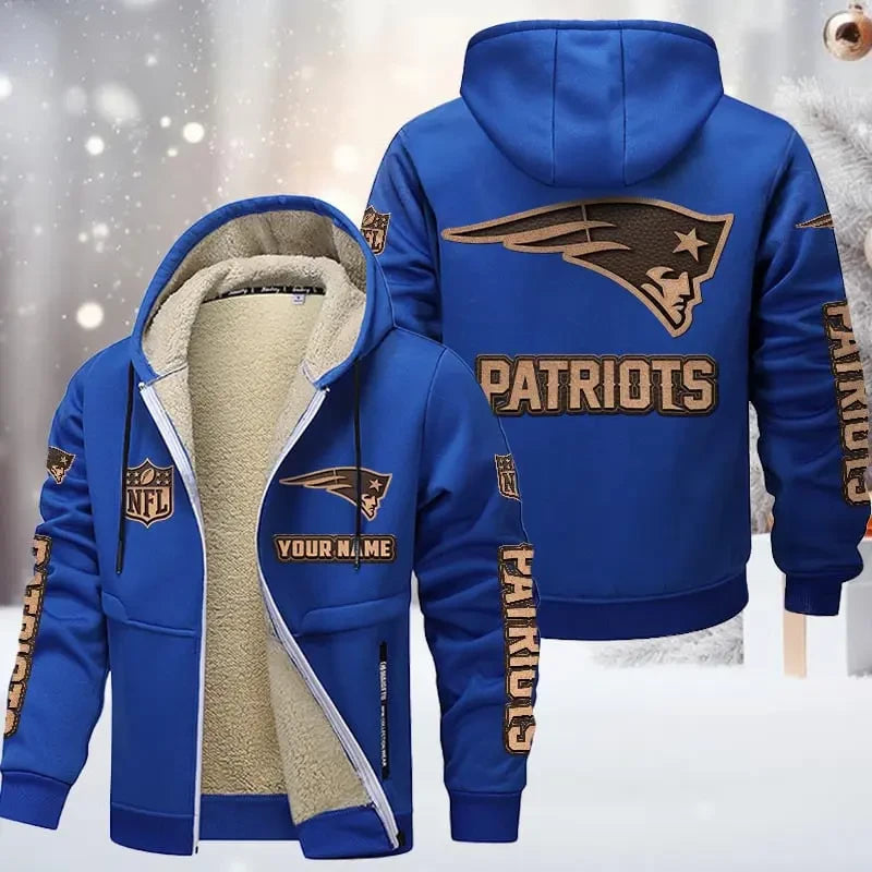 New England Patriots DMTZ0859 Premium Sherpa-Lined Winter Hoodie – Personalized Edition