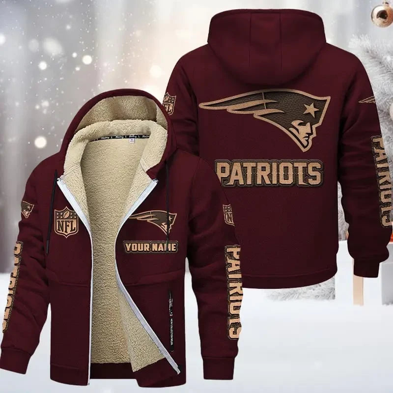 New England Patriots DMTZ0859 Premium Sherpa-Lined Winter Hoodie – Personalized Edition
