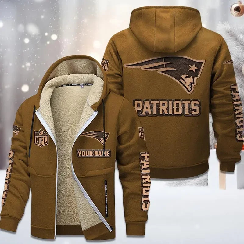 New England Patriots DMTZ0859 Premium Sherpa-Lined Winter Hoodie – Personalized Edition