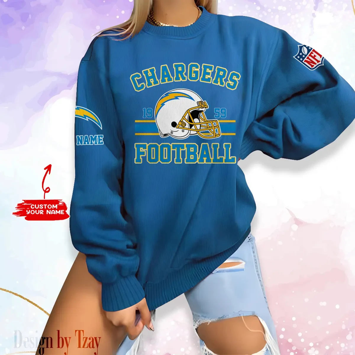 Los Angeles Chargers Personalized Fashion Design New Woolen Sweater  BGSWT234