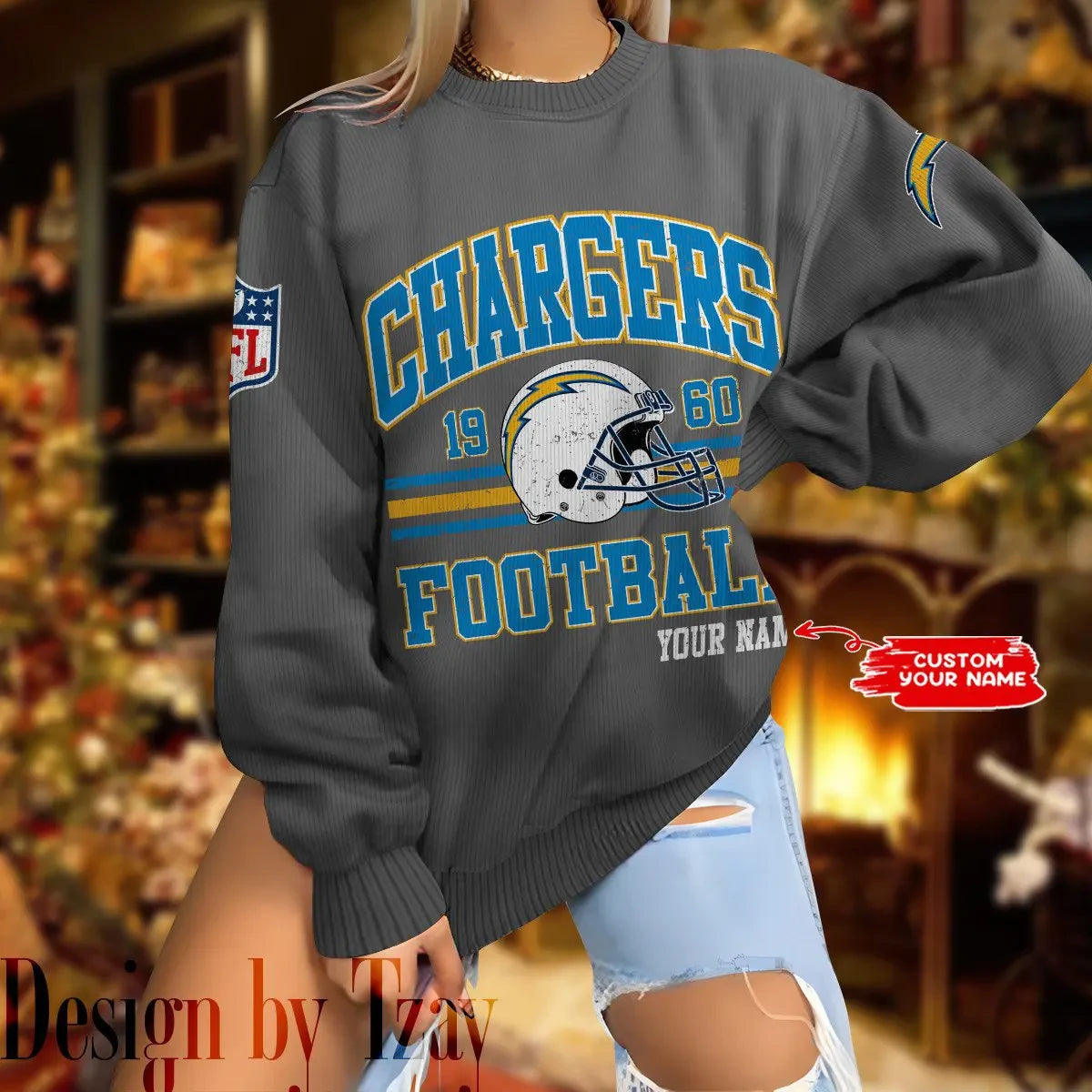 Los Angeles Chargers Personalized Fashion Design New Woolen Sweater  BGSWT294