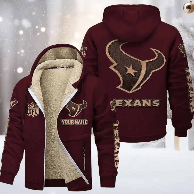 Houston Texans DMTZ0850 Premium Sherpa-Lined Winter Hoodie – Personalized Edition