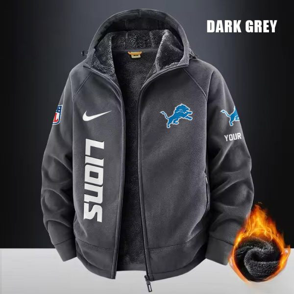 Detroit Lions Fleece Fashion Hooded Jacket Outdoor SPTFFHJ075