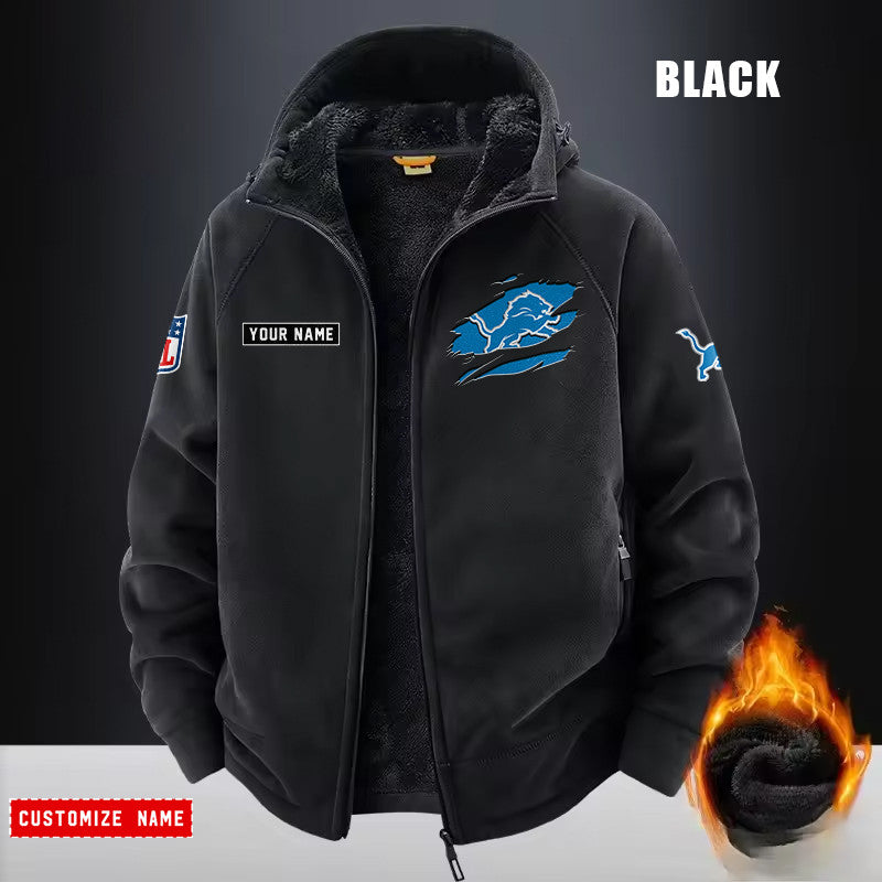 Detroit Lions Fleece Fashion Hooded Jacket Outdoor SPTFFHJ043