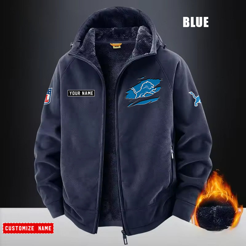Detroit Lions Fleece Fashion Hooded Jacket Outdoor SPTFFHJ043