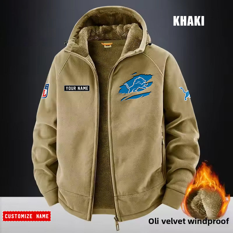 Detroit Lions Fleece Fashion Hooded Jacket Outdoor SPTFFHJ043