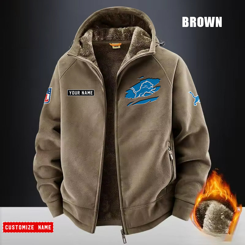 Detroit Lions Fleece Fashion Hooded Jacket Outdoor SPTFFHJ043