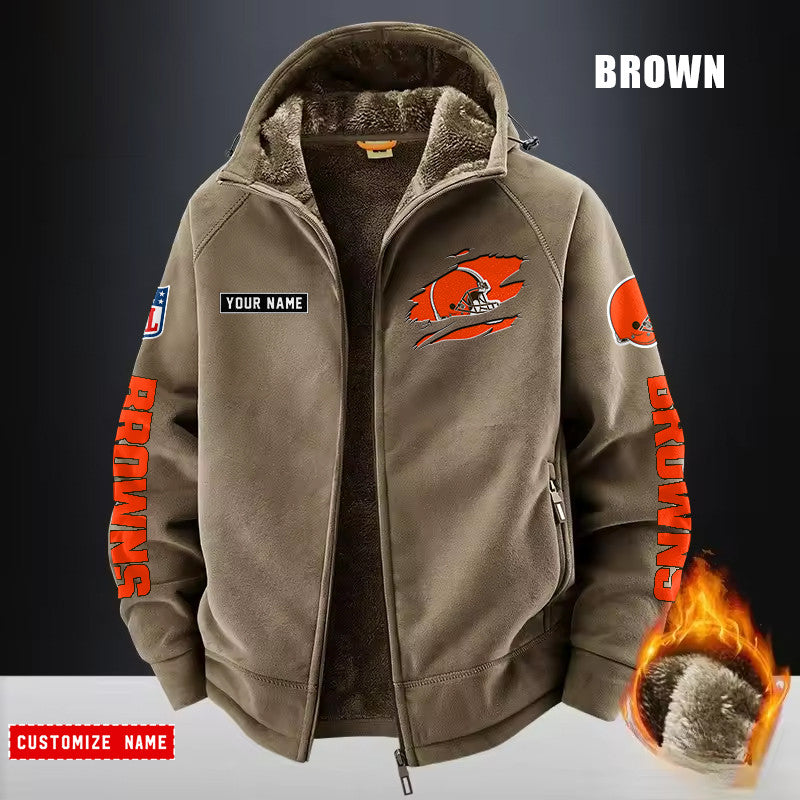 Cleveland Browns Fleece Fashion Hooded Jacket Outdoor SPTFFHJ040