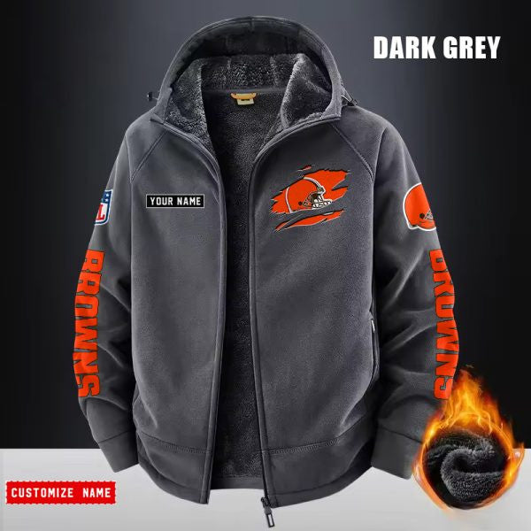 Cleveland Browns Fleece Fashion Hooded Jacket Outdoor SPTFFHJ040