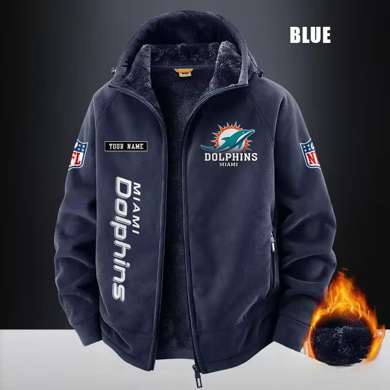 Miami Dolphins Fleece Fashion Hooded Jacket Outdoor SPTFFHJ020