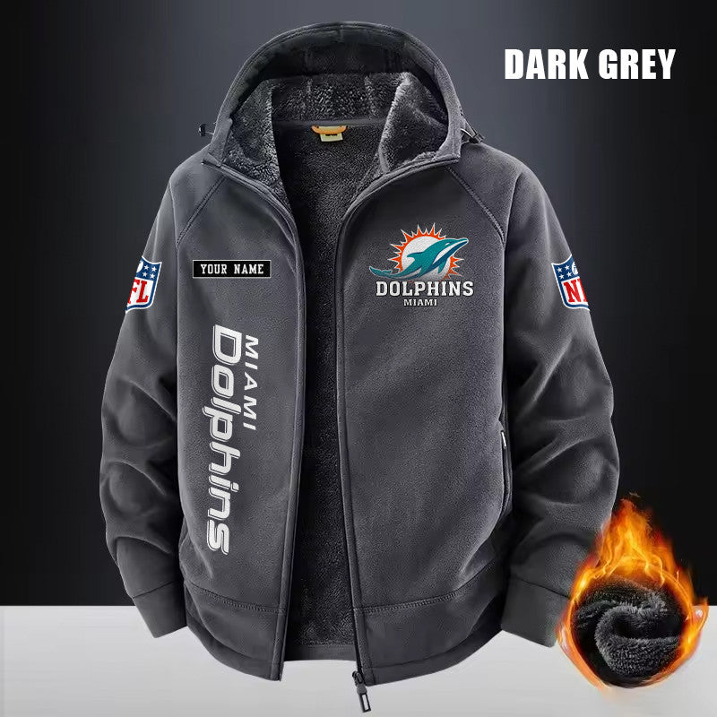 Miami Dolphins Fleece Fashion Hooded Jacket Outdoor SPTFFHJ020