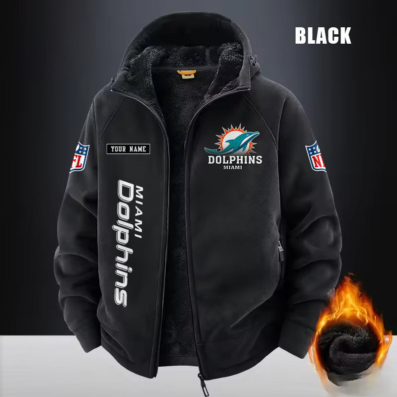 Miami Dolphins Fleece Fashion Hooded Jacket Outdoor SPTFFHJ020