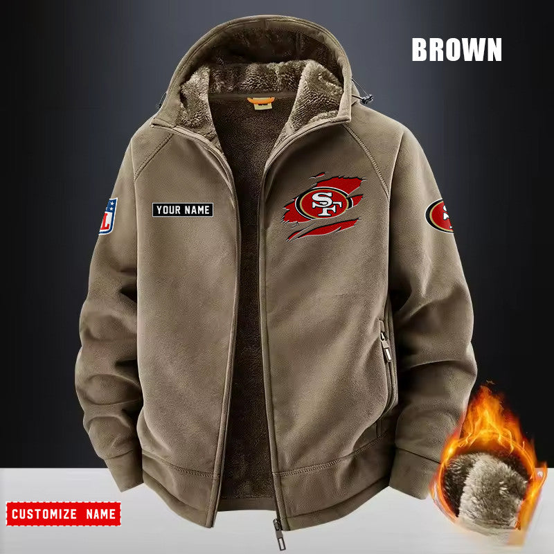 San Francisco 49ers Fleece Fashion Hooded Jacket Outdoor SPTFFHJ060