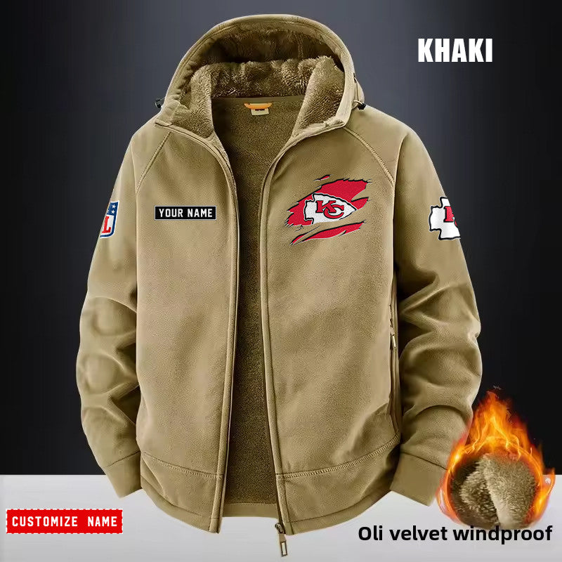 Kansas City Chiefs Fleece Fashion Hooded Jacket Outdoor SPTFFHJ048