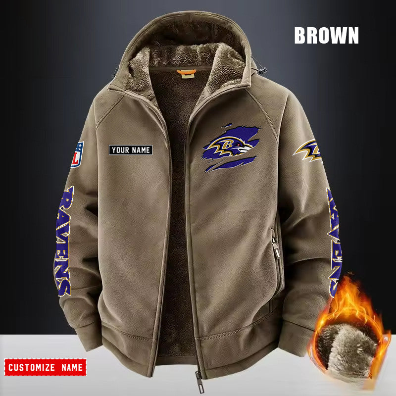 Baltimore Ravens Fleece Fashion Hooded Jacket Outdoor SPTFFHJ035