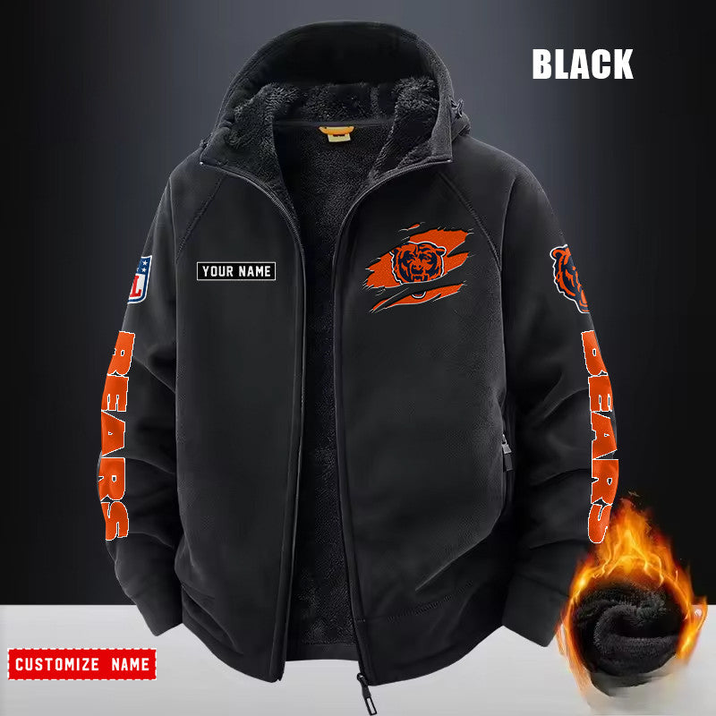 Chicago Bears Fleece Fashion Hooded Jacket Outdoor SPTFFHJ038