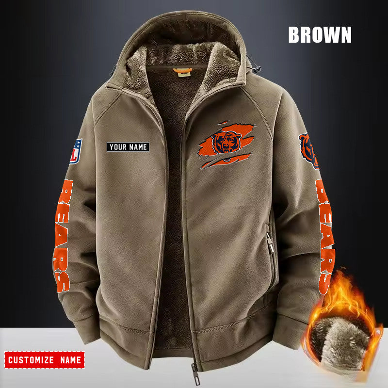 Chicago Bears Fleece Fashion Hooded Jacket Outdoor SPTFFHJ038