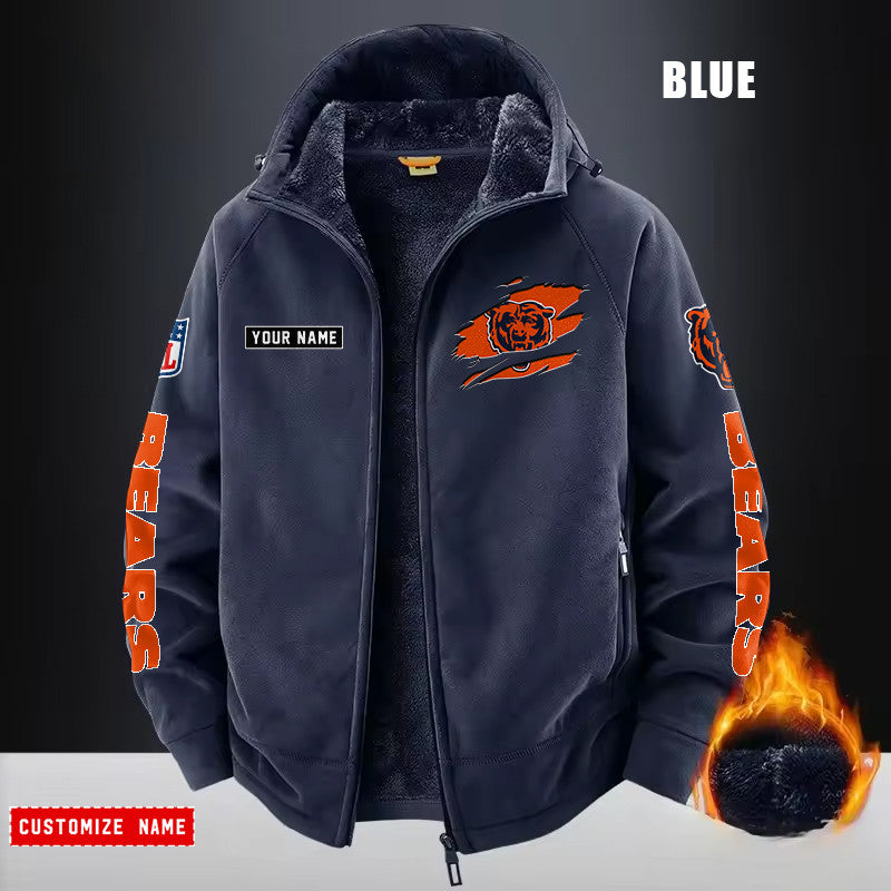 Chicago Bears Fleece Fashion Hooded Jacket Outdoor SPTFFHJ038