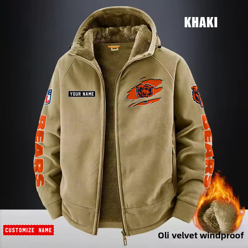 Chicago Bears Fleece Fashion Hooded Jacket Outdoor SPTFFHJ038
