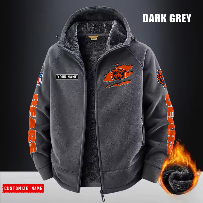 Chicago Bears Fleece Fashion Hooded Jacket Outdoor SPTFFHJ038