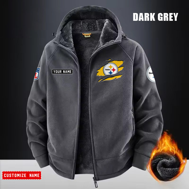 Pittsburgh Steelers Fleece Fashion Hooded Jacket Outdoor SPTFFHJ059