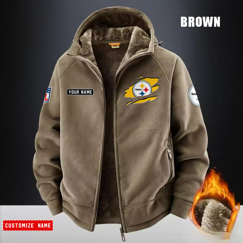 Pittsburgh Steelers Fleece Fashion Hooded Jacket Outdoor SPTFFHJ059