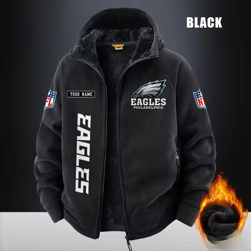 Philadelphia Eagles Fleece Fashion Hooded Jacket Outdoor SPTFFHJ026
