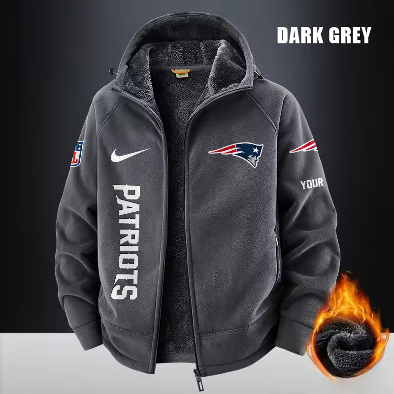 New England Patriots Fleece Fashion Hooded Jacket Outdoor SPTFFHJ086