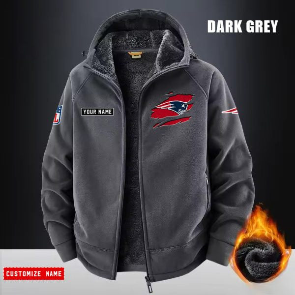 New England Patriots Fleece Fashion Hooded Jacket Outdoor SPTFFHJ054