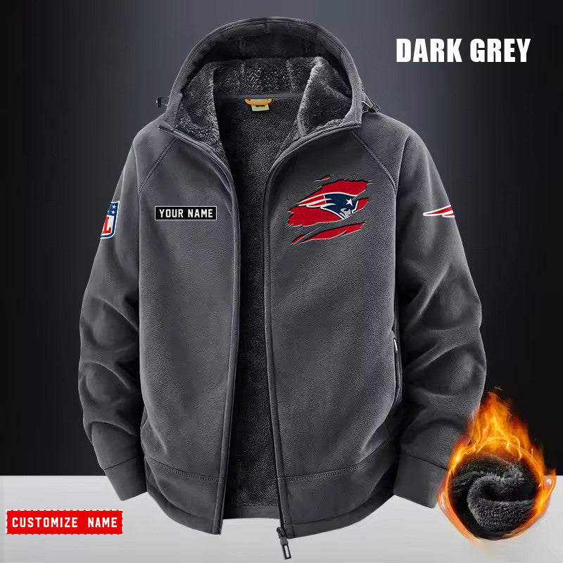 New England Patriots Fleece Fashion Hooded Jacket Outdoor SPTFFHJ054