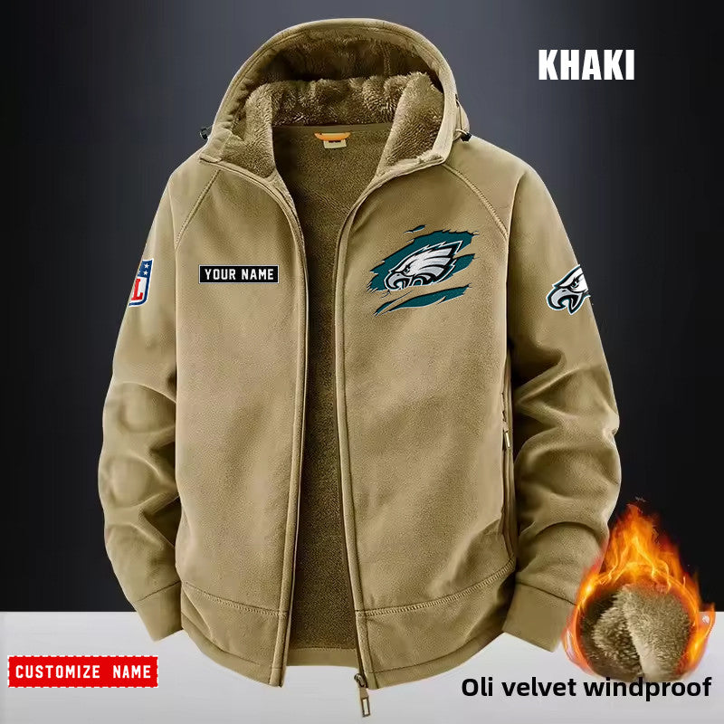 Philadelphia Eagles Fleece Fashion Hooded Jacket Outdoor SPTFFHJ058