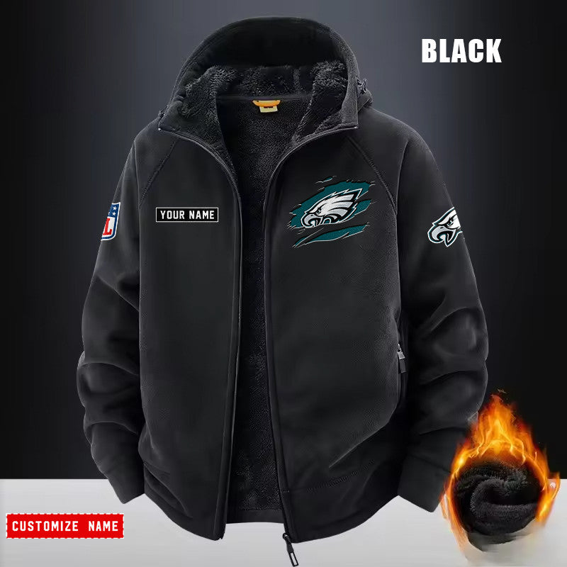 Philadelphia Eagles Fleece Fashion Hooded Jacket Outdoor SPTFFHJ058