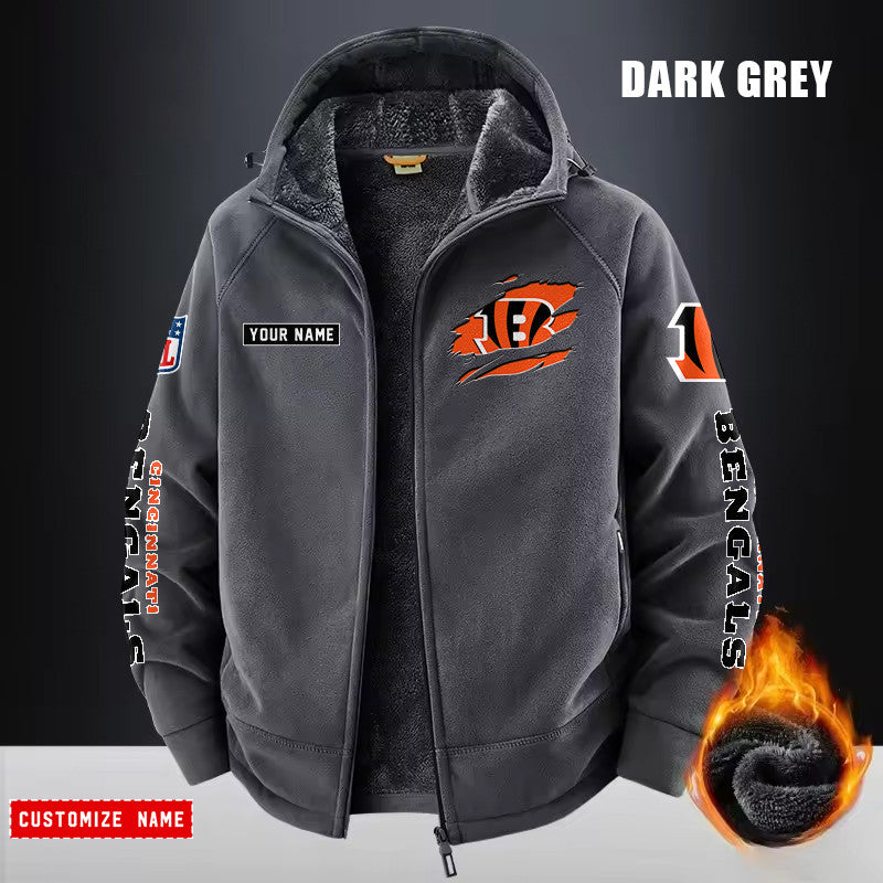 Cincinnati Bengals Fleece Fashion Hooded Jacket Outdoor SPTFFHJ039
