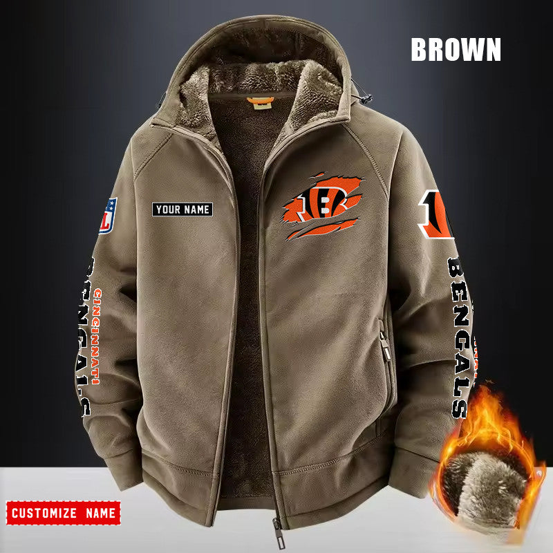 Cincinnati Bengals Fleece Fashion Hooded Jacket Outdoor SPTFFHJ039