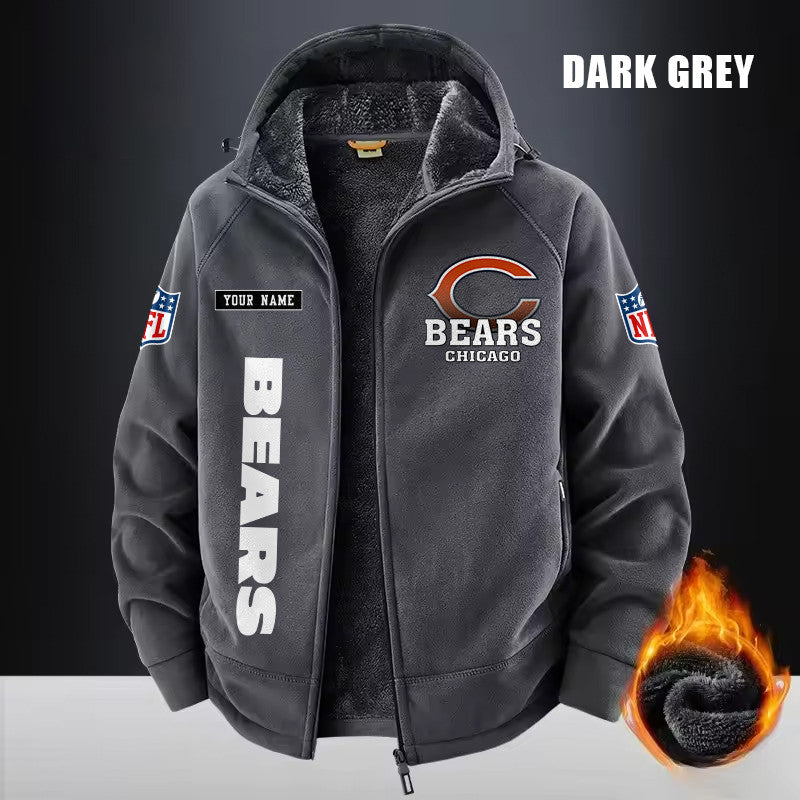 Chicago Bears Fleece Fashion Hooded Jacket Outdoor SPTFFHJ006